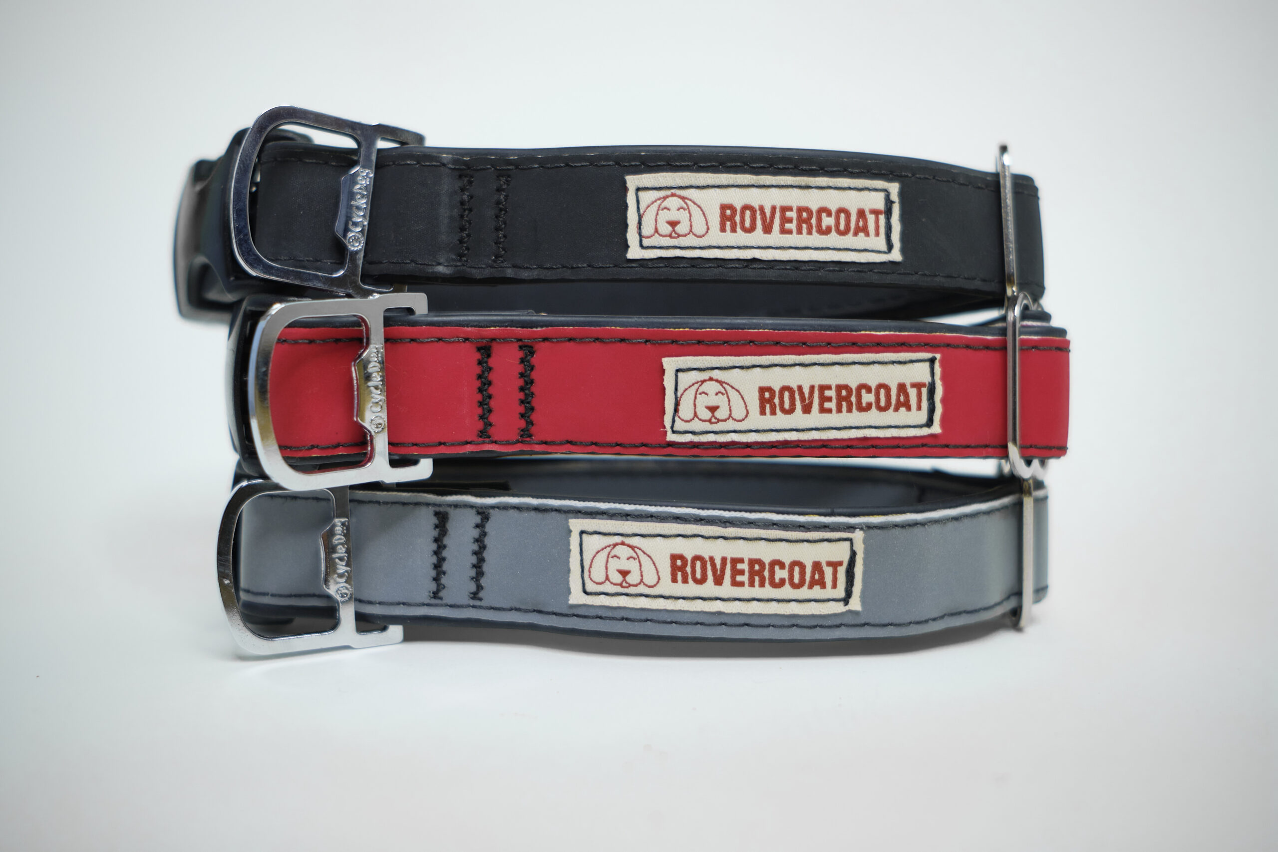 Rovercoat collars in black, red and silver